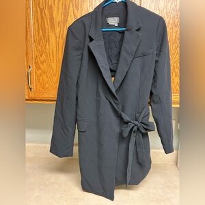 Anthropologie Black/blueish Blazer with Tie Waist dress size 12